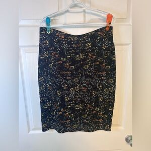 LuLaRoe Black and Gold Patterned Pencil Skirt
